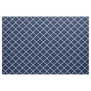 Ivory and Indigo Custom Quatrefoil Fabric