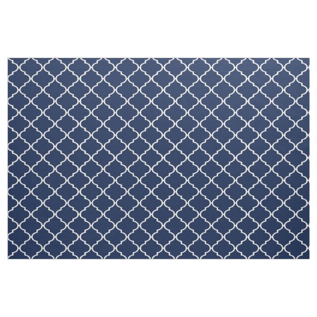 Ivory and Indigo Custom Quatrefoil Fabric (Yard)