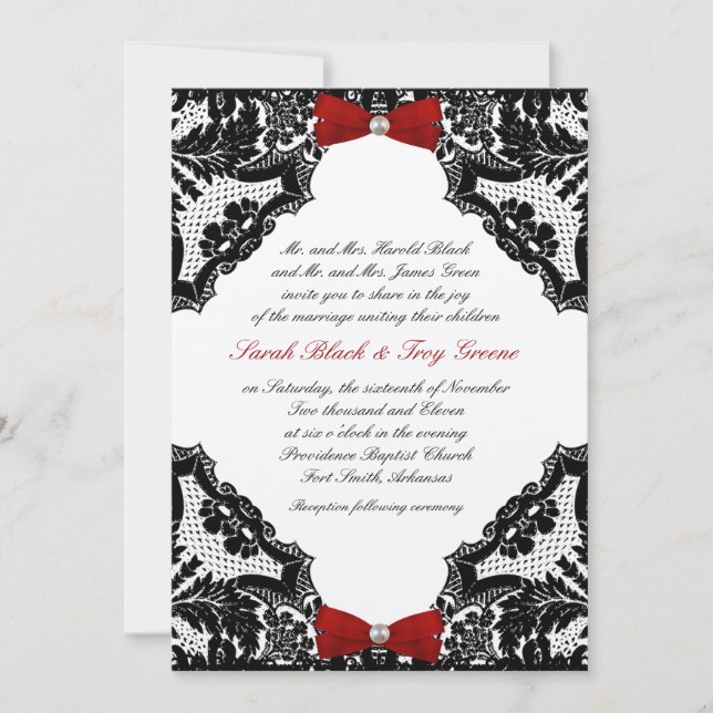 Ivory and Lace Wedding Invitation (Front)