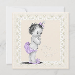 Ivory and Lavender Baby Shower Invitation