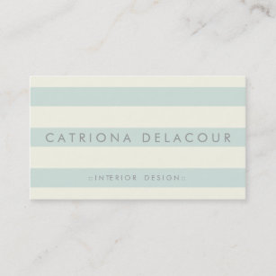 Ivory and Mint Green Stripes Pattern Business Card
