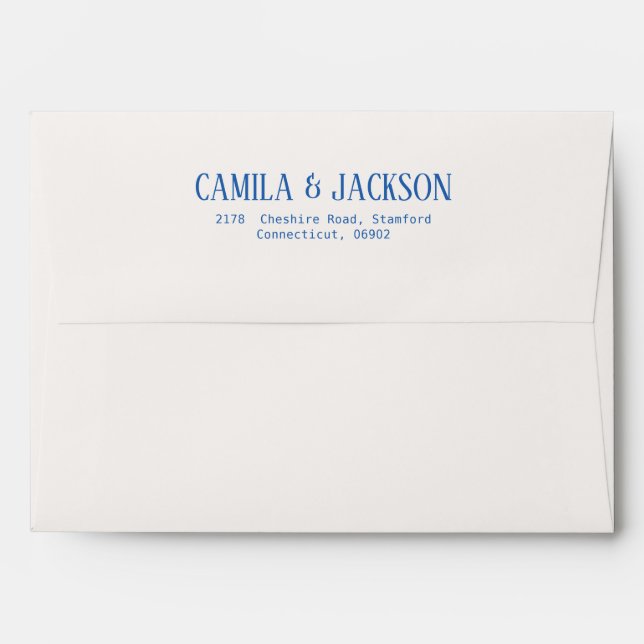 Ivory and Navy Blue Wedding Envelope (Back (Top Flap))