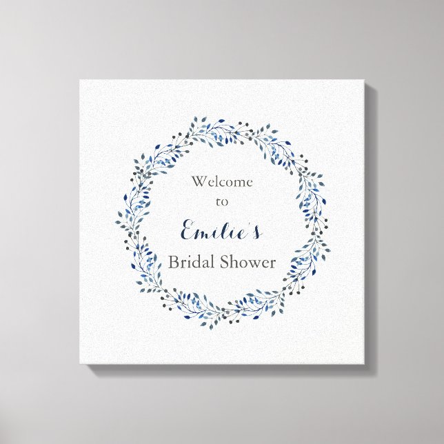 ivory and navy Floral bridal shower Welcome Sign (Front)