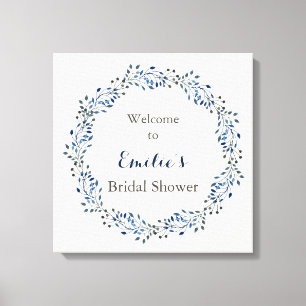 ivory and navy Floral bridal shower Welcome Sign