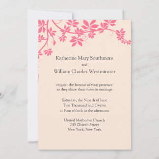Ivory And Pink Wedding Invitations