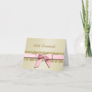Ivory and Pink with Gold Vine Border Thank You