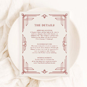Ivory and Red Elegant Holiday Wedding Details Enclosure Card
