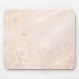 Ivory and rosegold accents florals AI art Mouse Mat
