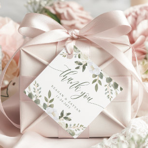 Ivory And Sage Chic Floral Wedding Thank You Favour Tags