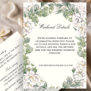 Ivory and Sage Green Floral Wedding Timeline Enclosure Card