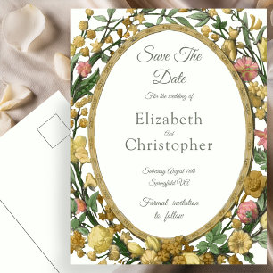Ivory and Thyme Green Floral Wedding Save The Date Postcard