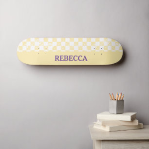 Ivory and White Chequered Skateboard