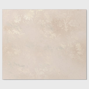 Ivory and White Grunge Distressed Damask Wrapping Paper