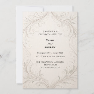 Ivory Art Nouveau Scroll Wedding Invitation