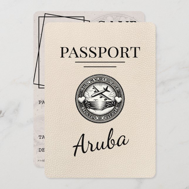Ivory Aruba Passport Save The Date (Front/Back)