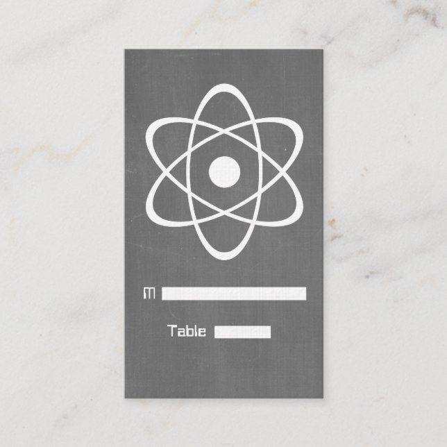 Ivory Atomic Chalkboard Place Card (Front)