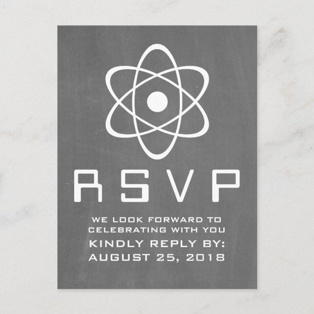 Ivory Atomic Chalkboard RSVP Postcard (Front)