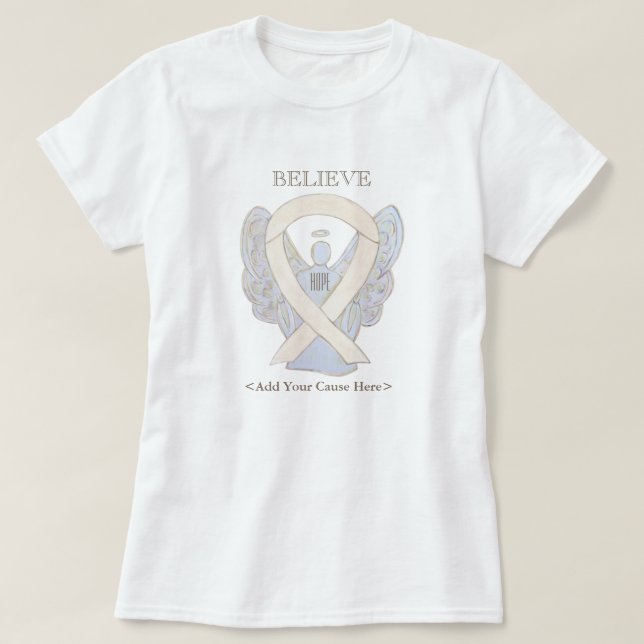 Ivory Awareness Ribbon Angel Custom Shirts (Design Front)