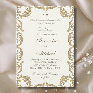 Ivory Baroque Bible Verse Christian Wedding   Invitation
