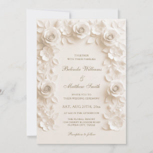 Ivory Baroque Elegance Roses Frame Wedding Invitation