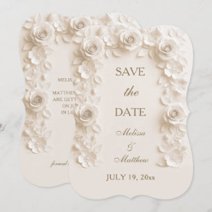 Ivory Baroque Floral Frame Save The Date Card