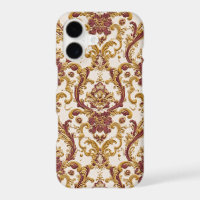 Ivory Baroque Ornament with Gold and Burgundy