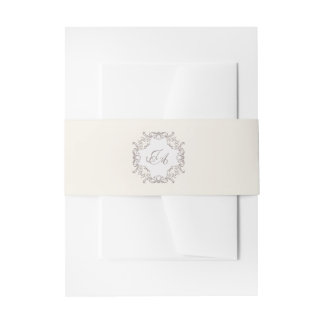 Ivory Baroque Wedding Invitation Belly Band with M