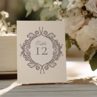Ivory Baroque Wedding Table Number Pedestal Sign