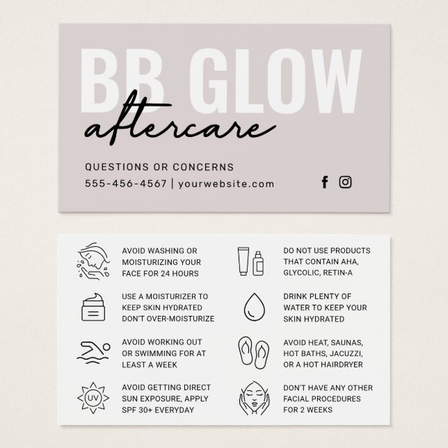 Ivory BB Glow Facial Care Instruction Card (Front & Back)