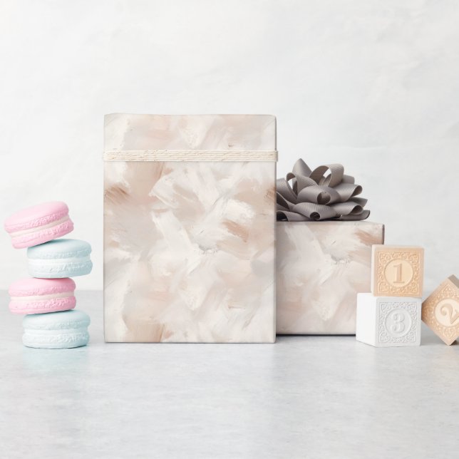 Ivory & Beige Abstract Paint  Wrapping Paper (Baby Shower)