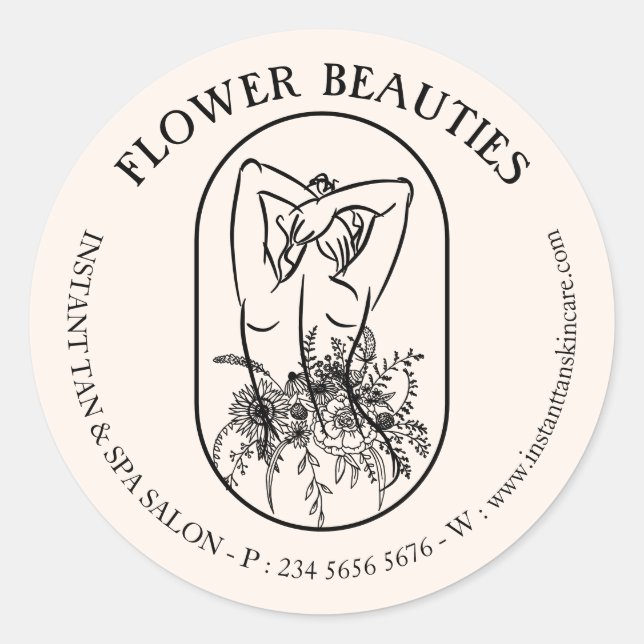 Ivory Beige Beauty Feminine Woman Tanning Body Classic Round Sticker (Front)