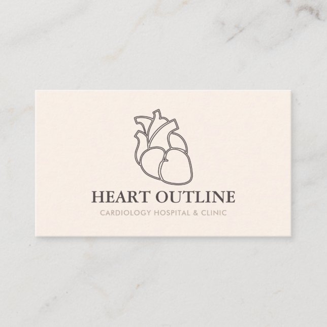 Ivory Beige Blush Cardiologist Doctor Heart Business Card (Front)
