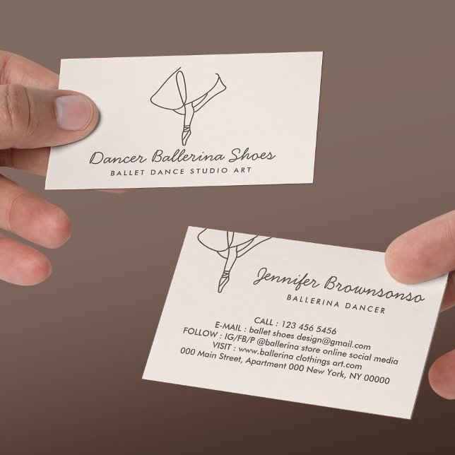 Ivory Beige Blush Dance School Ballet Business Card (Ivory Beige Blush Dance School Ballet Business Card
)