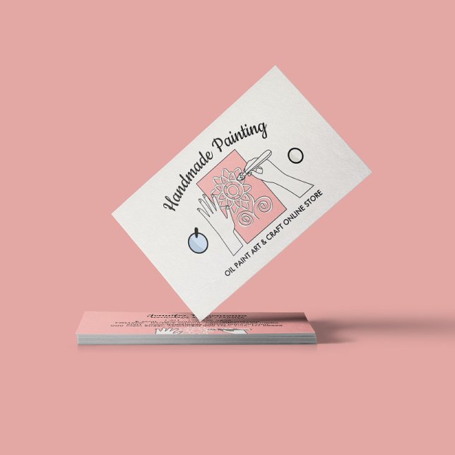 Ivory Beige Blush Handmade Hobby Art Oil Painting Business Card (Creator Uploaded)