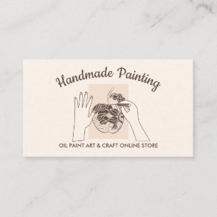 Ivory Beige Blush Handmade Hobby Painting Business Card