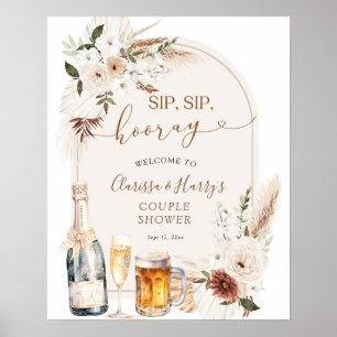 Ivory Beige Boho Sip Sip Hooray Welcome Sign