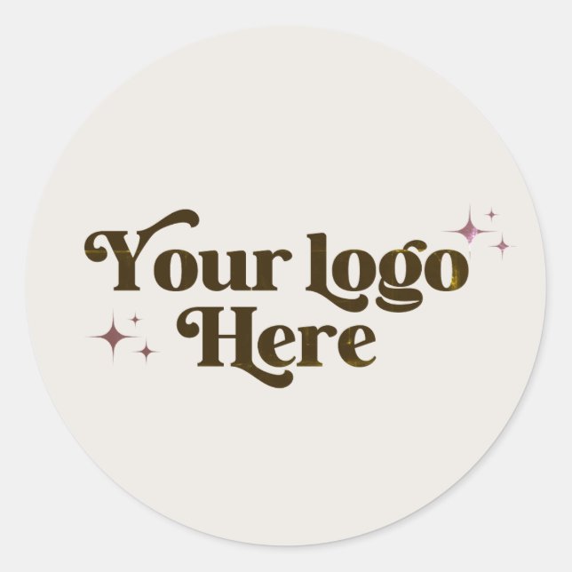 Ivory Beige Boho Small Business Logo Thank You Classic Round Sticker (Front)