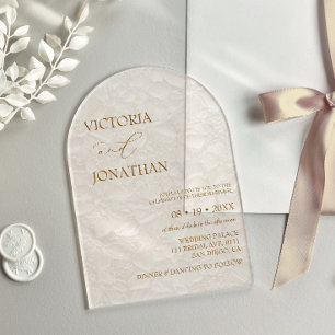 Ivory Beige Elegant Simple Wedding  Acrylic Invitations