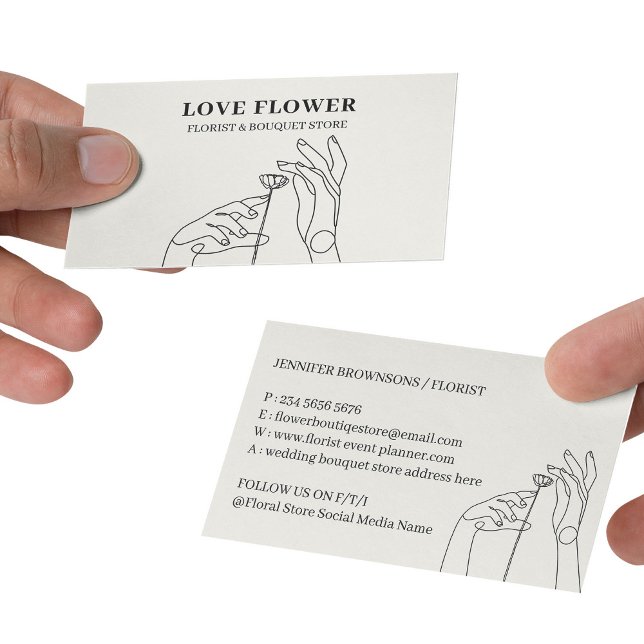 Ivory Beige Florist Handdrawn Botanical Business Card (Ivory Beige Florist Handdrawn Botanical Business Card
)