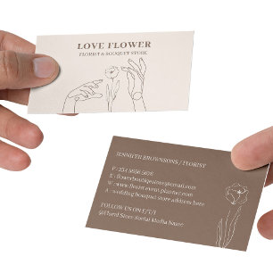 Ivory Beige Florist Hold Hand Flower Daisy Business Card