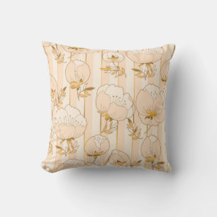 Ivory Beige: Luxury Floral Pattern. Cushion