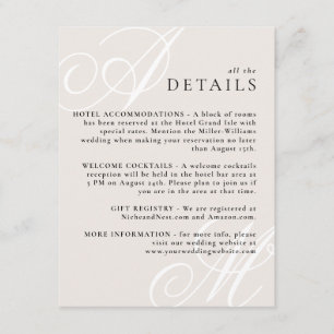 Ivory Beige Modern Edge Elegant Monogram Details Enclosure Card