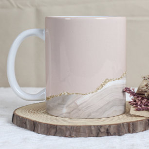 Ivory Beige Taupe Agate Gold Glitter Coffee Mug