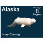 Ivory Beluga Whale - Alaska Postage Photo Sculpture Magnet<br><div class="desc">Another in the series of postage stamps for the notional independant nation of Alaska. Features a digital rendering of an beluga whale carved from mammoth ivory. The carving of ivory is a traditional craft of Alaska Natives. White is the predominant colour in this image on a dark blue-green background. Text...</div>