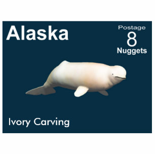 Ivory Beluga Whale - Alaska Postage Photo Sculpture Magnet