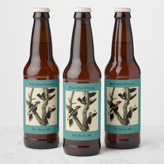 Ivory-billed Woodpecker Audubon's Birds of America Beer Bottle Label (Bottles)