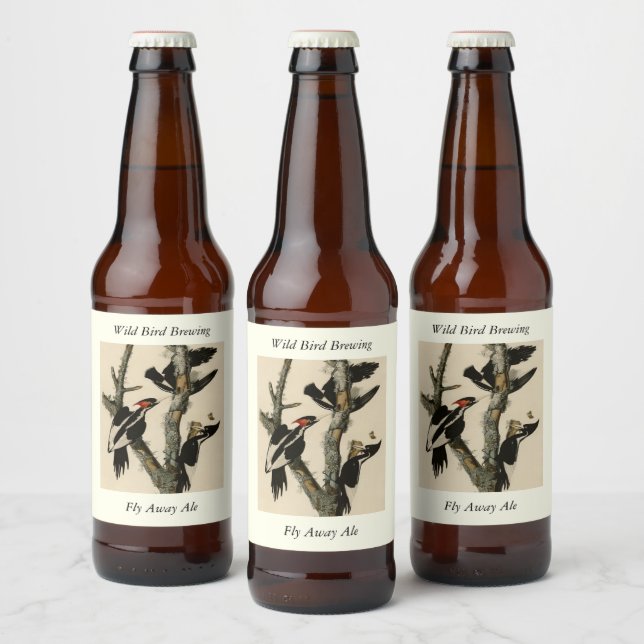Ivory-billed Woodpecker Audubon's Birds of America Beer Bottle Label (Bottles)