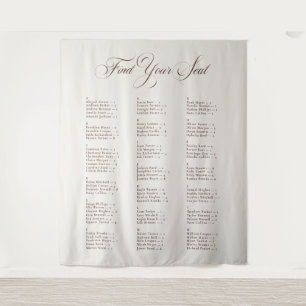 Ivory Black Alphabetical Wedding Seating Chart Tapestry