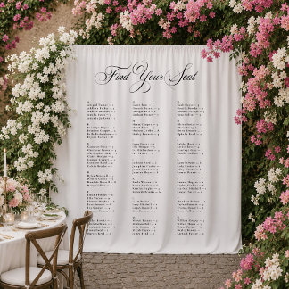 Ivory Black Alphabetical Wedding Seating Chart Tapestry