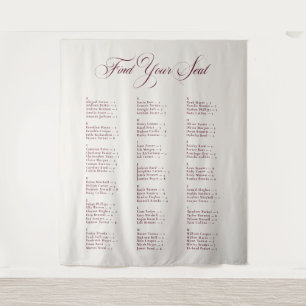 Ivory Black Alphabetical Wedding Seating Chart Tapestry